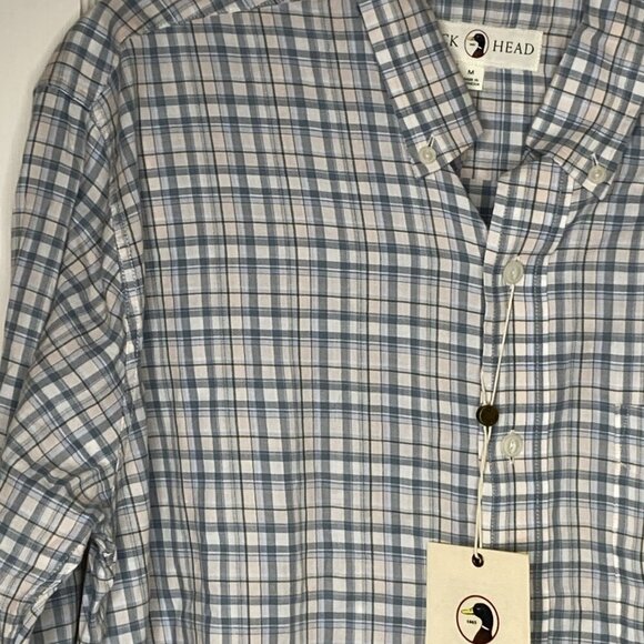 Duck Head Plaid Twill 662 Peach Blush Button Down Medium Shirt Blue Pink #5 - Picture 2 of 7